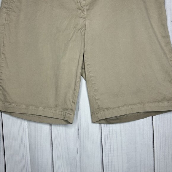 Lands' End Mid Rise Chino Shorts Women Sz 16W (39x11.5) Khaki Stretch Solid - Picture 3 of 7